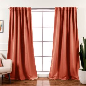 Thermal Blackout Curtain Panels - Set of 2 (Color: Solid Orange Apricot, size: 52 x 84 inch)