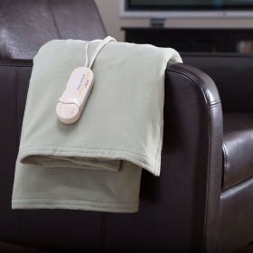 Heated Electric Warming Throw Blanket (Color: Sage Green)