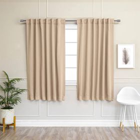 Thermal Blackout Curtain Panels - Set of 2 (Color: Solid Beige Cream, size: 52 x 54 inch)