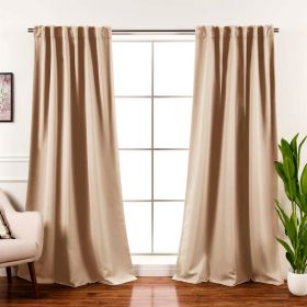 Thermal Blackout Curtain Panels - Set of 2 (Color: Solid Beige Cream, size: 52 x 84 inch)