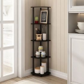 5-Shelf Modern Corner Bookcase (Color: EsspressomBlack)