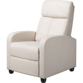 High-Density Faux Leather Push Back Recliner Chair (Color: Off White)