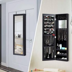 2-in-1  Wall or Door Mounted Jewelry Organizer Full Length Mirror (Color: Black)