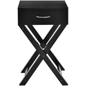 X-Shape 1 Drawer Nightstand End Side Table Storage (Color: Black)