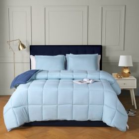 Traditional Microfiber Reversible 3 Piece Comforter Set (Color: Blue/Navy, size: Twin/TwinXL)