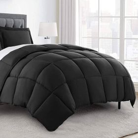 Reversible Microfiber Down Alternative Comforter Set (Color: Black, size: Twin)