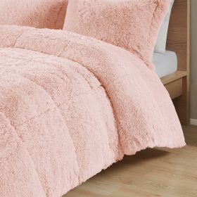 Soft Sherpa Faux Fur Comforter Set (Color: Pink Blush, size: Twin/Twin/XL)