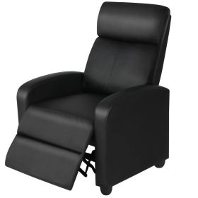 High-Density Faux Leather Push Back Recliner Chair (Color: Black)