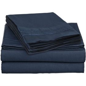 Microfiber Sheet Set (Color: Navy Blue, size: KING)