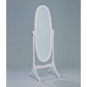 Oval Cheval Mirror Full Length Solid Wood (Color: White)
