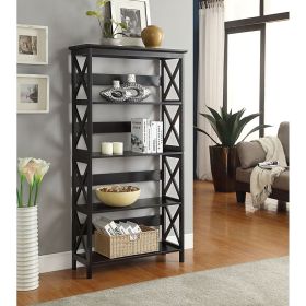5-Tier Bookcase (Color: Glossy Black, size: 31.5x11.8x59.8)