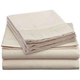 Microfiber Sheet Set (Color: Beige Cream, size: KING)