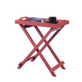 Folding TV Tray Bedside Table (Color: Coral Red)