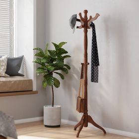 Classic Traditional Solid Wood Coat Rack (Color: Walnut)