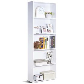 Modern 5-Tier Bookcase Storage Shelf (Color: White)