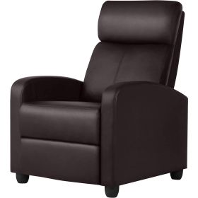High-Density Faux Leather Push Back Recliner Chair (Color: Dark Brown)