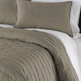 Black Modern Brick Stitch Microfiber Reversible Quilt Set (Color: Taupe, size: King/CalKing)