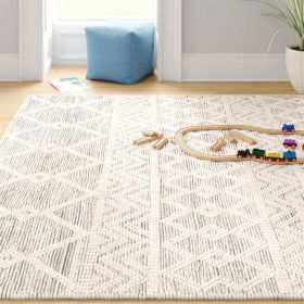 Hand Woven Wool Blend Grey Beige Ivory Persian Style Area Rug (size: 8x10-ft.)