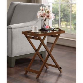 Folding TV Tray Bedside Table (Color: Brown Espresso)