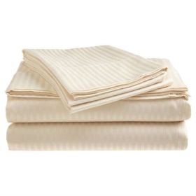 Microfiber Sheet Set (Color: Beige Stripe, size: Full)
