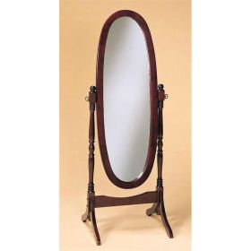 Oval Cheval Mirror Full Length Solid Wood (Color: Cherry)