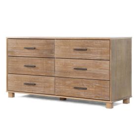 Modern Farmhouse Solid Wood 6 Drawer Double Dresser (Color: Pine)