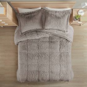 Soft Sherpa Faux Fur Comforter Set (Color: Grey, size: Full/Queen)