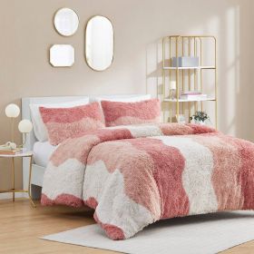 Soft Sherpa Faux Fur Comforter Set (Color: Pink Blush/White, size: Full/Queen)