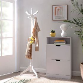 Classic Traditional Solid Wood Coat Rack (Color: White)