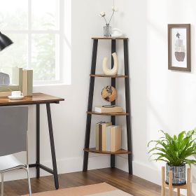 Corner Shelving Unit Plant Stand Bookcase in Brown Black Wood (size: 3 Shelf)