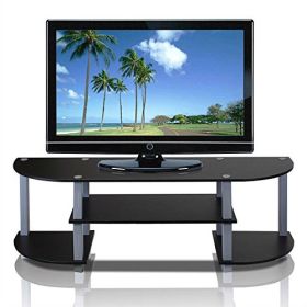 TV Stand Entertainment Center - Fits up to 42-inch TV (Color: Grey & Black)