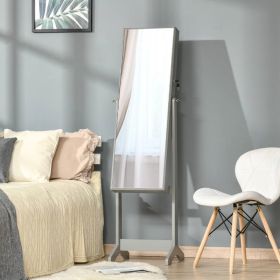 2-in-1 Freestanding Mirror / Jewelry Organizer Armoire Cabinet (Color: Gray)
