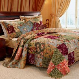 100% Cotton Patchwork Quilt Set with Floral Paisley Pattern (size: Full/Queen)