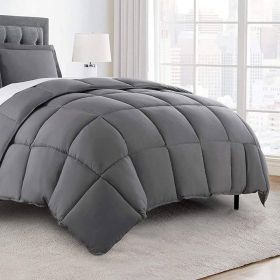 Reversible Microfiber Down Alternative Comforter Set (Color: Grey, size: Twin)