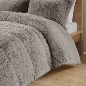Soft Sherpa Faux Fur Comforter Set (Color: Grey, size: Twin/TwinXL)