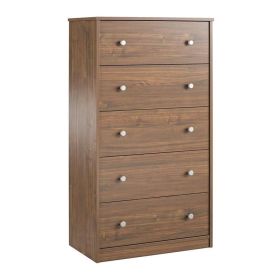 Modern 5-Drawer Bedroom Chest Dresser (Color: Rustic Walnut)
