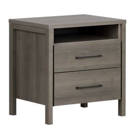 Modern 2 Drawer Nightstand Cubby Storage Shelf (size: Grey)