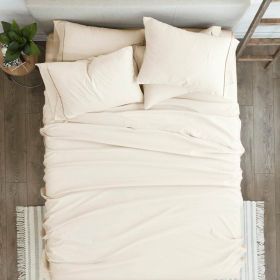 6-Piece Wrinkle Resistant Microfiber/Polyester Sheet Set (Color: Ivory Beige, size: KING)