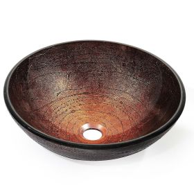 Round Tempered Glass Vessel Bathroom Sink (Color: Copper)