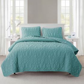 Coastal Beach Starfish Seashell Seahorse Quilt Set (Color: Aqua Blue Teal, size: KING)