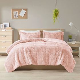 Soft Sherpa Faux Fur Comforter Set (Color: Pink Blush, size: King/CalKing)