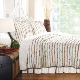 100% Cotton Quilt Set with Ruffle Stripes (size: KING)