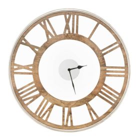 Classic Farmhouse Natural Wood Roman Numerals Wall Clock (size: 20in)
