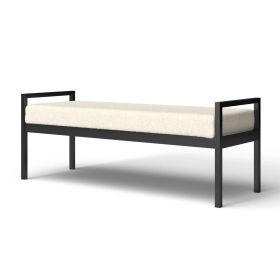 Modern Industrial Bed Bench with Black Metal Frame (Color: Cream)