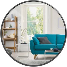 36 Inch Round Bathroom Vanity Wall Mirror Frame (Color: Matte Black)