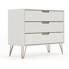 Modern Scandinavian Style Bedroom 3-Drawer Dresser (Color: Off-White/Natural)