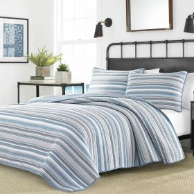 Nautical Anchor Blues 100-Percent Cotton Reversible Quilt Set (size: KING)