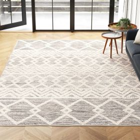 Hand Woven Wool Blend Grey Beige Ivory Persian Style Area Rug (size: 9x12-ft)