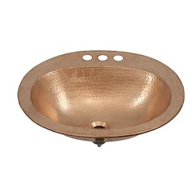 Oval Drop-in Solid Copper Bathroom Sink (size: 20x17-Inch)
