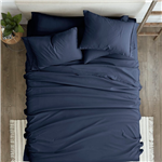 6 PCS Soft Wrinkle Resistant Microfiber/Polyester Sheet Set (Color: Navy Blue, size: QUEEN)